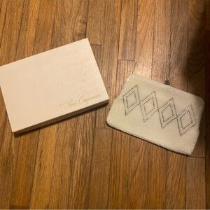Vintage Avon Purse Companions Elegant White Clutch with Geometric Design